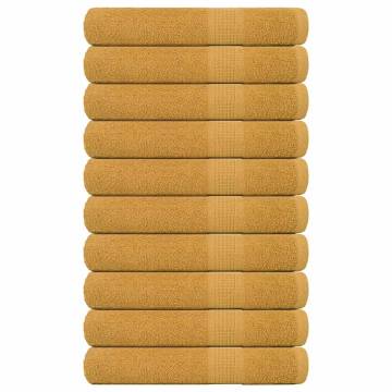  Towels 10 pcs Gold 100x200 cm 360 gsm 100% Cotton