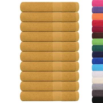  Towels 10 pcs Gold 100x200 cm 360 gsm 100% Cotton