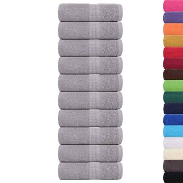  Guest Towels 10 pcs Grey 30x50 cm 360 gsm 100% Cotton