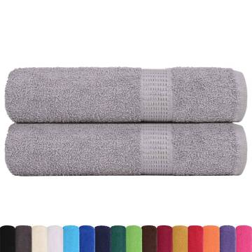  Bath Towels 2 pcs Grey 100x150 cm 360 gsm 100% Cotton