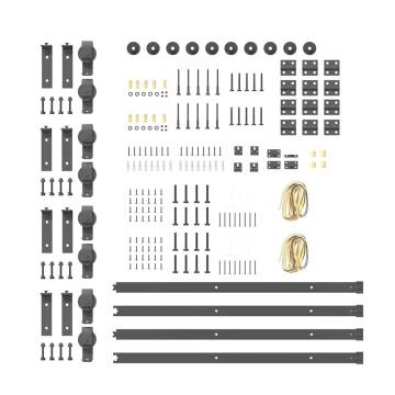  Sliding Door Hardware Kit 200 cm Steel Black