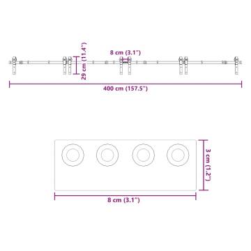  Sliding Door Hardware Kit 200 cm Steel Black