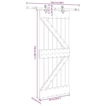  Sliding Door with Hardware Set 85x210 cm Solid Wood Pine