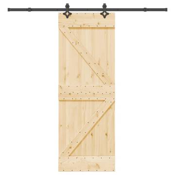  Sliding Door with Hardware Set 70x210 cm Solid Wood Pine