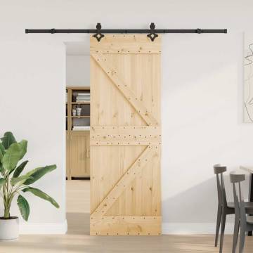  Sliding Door with Hardware Set 70x210 cm Solid Wood Pine