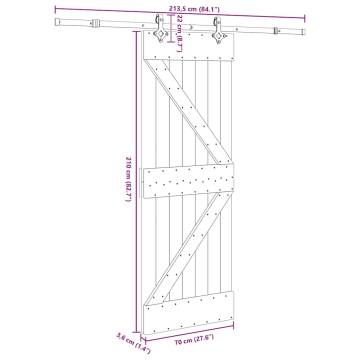  Sliding Door with Hardware Set 70x210 cm Solid Wood Pine