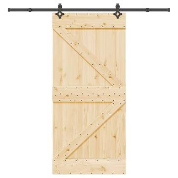  Sliding Door with Hardware Set 95x210 cm Solid Wood Pine