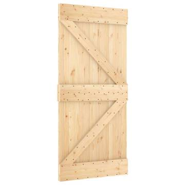  Sliding Door with Hardware Set 95x210 cm Solid Wood Pine