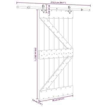  Sliding Door with Hardware Set 95x210 cm Solid Wood Pine