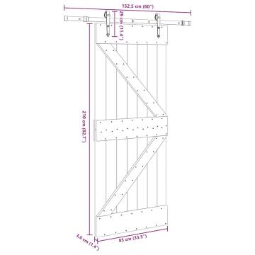  Sliding Door with Hardware Set 85x210 cm Solid Wood Pine