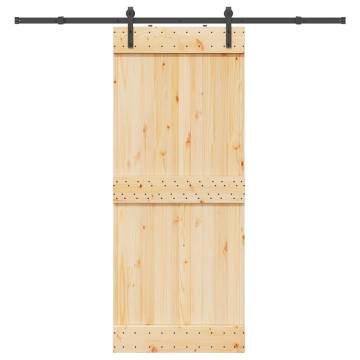  Sliding Door with Hardware Set 85x210 cm Solid Wood Pine