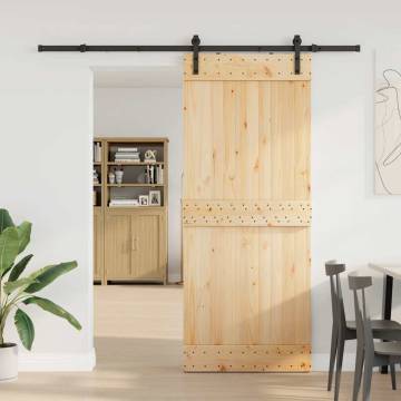  Sliding Door with Hardware Set 85x210 cm Solid Wood Pine