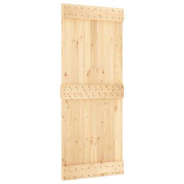  Sliding Door with Hardware Set 85x210 cm Solid Wood Pine