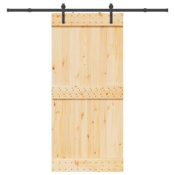  Sliding Door with Hardware Set 95x210 cm Solid Wood Pine