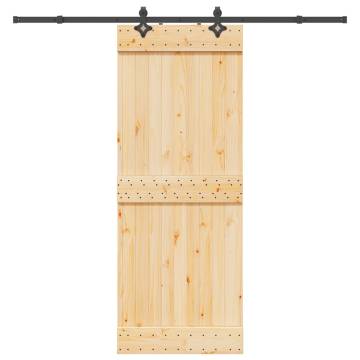  Sliding Door with Hardware Set 80x210 cm Solid Wood Pine