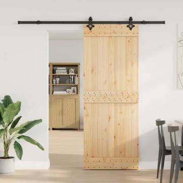  Sliding Door with Hardware Set 80x210 cm Solid Wood Pine