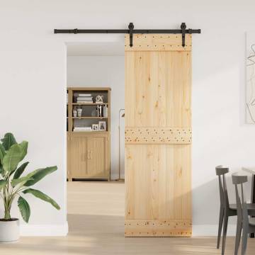  Sliding Door with Hardware Set 70x210 cm Solid Wood Pine