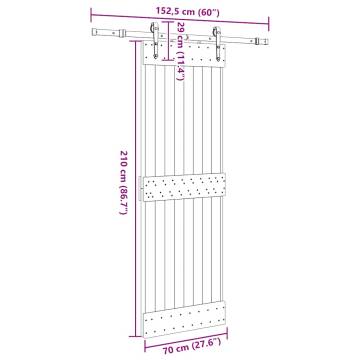  Sliding Door with Hardware Set 70x210 cm Solid Wood Pine