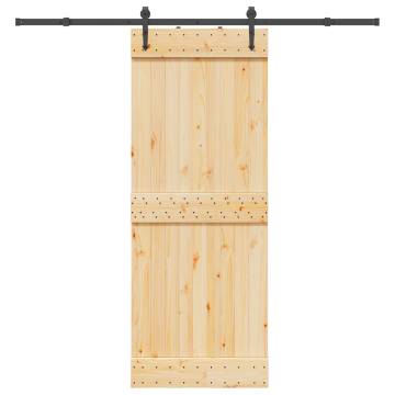  Sliding Door with Hardware Set 80x210 cm Solid Wood Pine