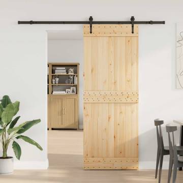  Sliding Door with Hardware Set 80x210 cm Solid Wood Pine