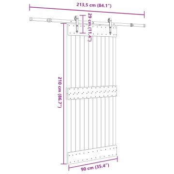  Sliding Door with Hardware Set 90x210 cm Solid Wood Pine