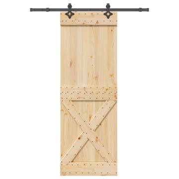  Sliding Door with Hardware Set 80x210 cm Solid Wood Pine