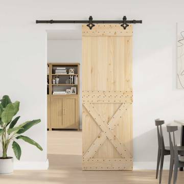  Sliding Door with Hardware Set 80x210 cm Solid Wood Pine