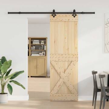  Sliding Door with Hardware Set 70x210 cm Solid Wood Pine