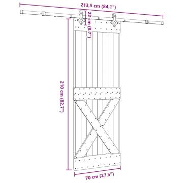  Sliding Door with Hardware Set 70x210 cm Solid Wood Pine