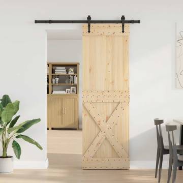  Sliding Door with Hardware Set 70x210 cm Solid Wood Pine