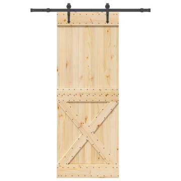  Sliding Door with Hardware Set 85x210 cm Solid Wood Pine