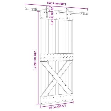  Sliding Door with Hardware Set 85x210 cm Solid Wood Pine