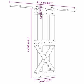  Sliding Door with Hardware Set 70x210 cm Solid Wood Pine