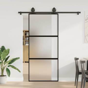  Sliding Door with Hardware Set 90x205 cm Tempered Glass&Aluminium