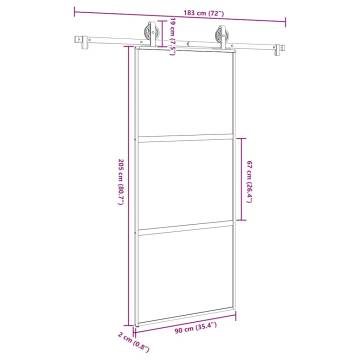  Sliding Door with Hardware Set 90x205 cm Tempered Glass&Aluminium