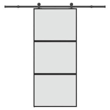  Sliding Door with Hardware Set 90x205 cm Tempered Glass&Aluminium