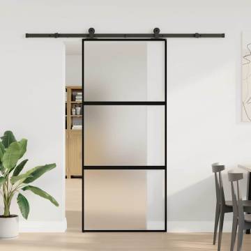  Sliding Door with Hardware Set 90x205 cm Tempered Glass&Aluminium