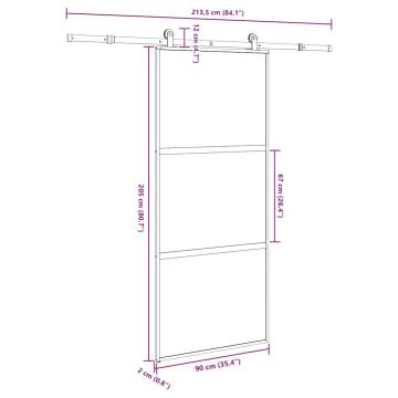  Sliding Door with Hardware Set 90x205 cm Tempered Glass&Aluminium