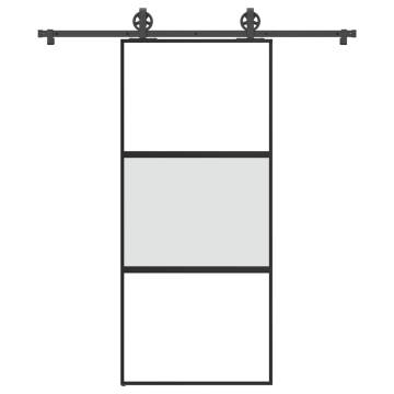  Sliding Door with Hardware Set 90x205 cm Tempered Glass&Aluminium