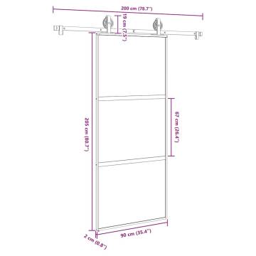  Sliding Door with Hardware Set 90x205 cm Tempered Glass&Aluminium