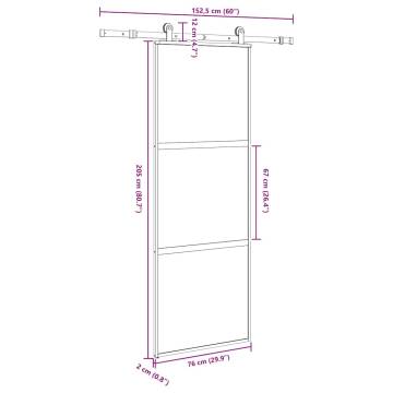  Sliding Door with Hardware Set 76x205 cm Tempered Glass&Aluminium