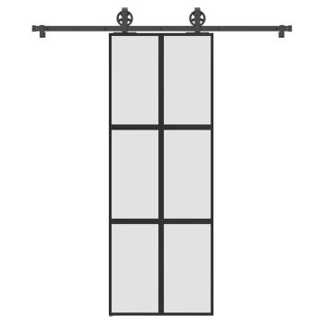  Sliding Door with Hardware Set 76x205 cm Tempered Glass&Aluminium