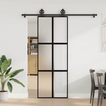  Sliding Door with Hardware Set 76x205 cm Tempered Glass&Aluminium