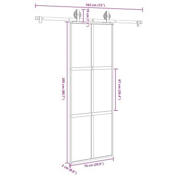  Sliding Door with Hardware Set 76x205 cm Tempered Glass&Aluminium