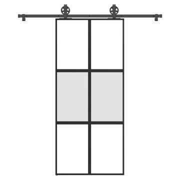  Sliding Door with Hardware Set 90x205 cm Tempered Glass&Aluminium