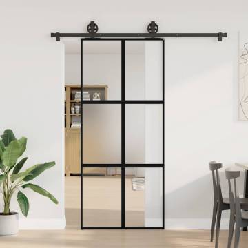  Sliding Door with Hardware Set 90x205 cm Tempered Glass&Aluminium