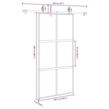  Sliding Door with Hardware Set 102,5x205 cm Tempered Glass&Aluminium