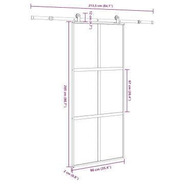  Sliding Door with Hardware Set 90x205 cm Tempered Glass&Aluminium