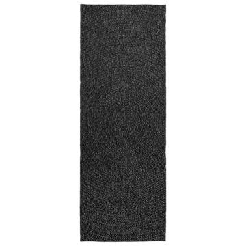  Rug ZIZUR Anthracite 80x200 cm Jute Look Indoor and Outdoor