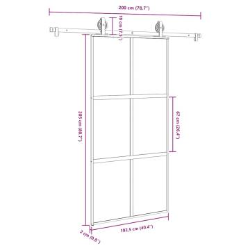  Sliding Door with Hardware Set 102,5x205 cm Tempered Glass&Aluminium